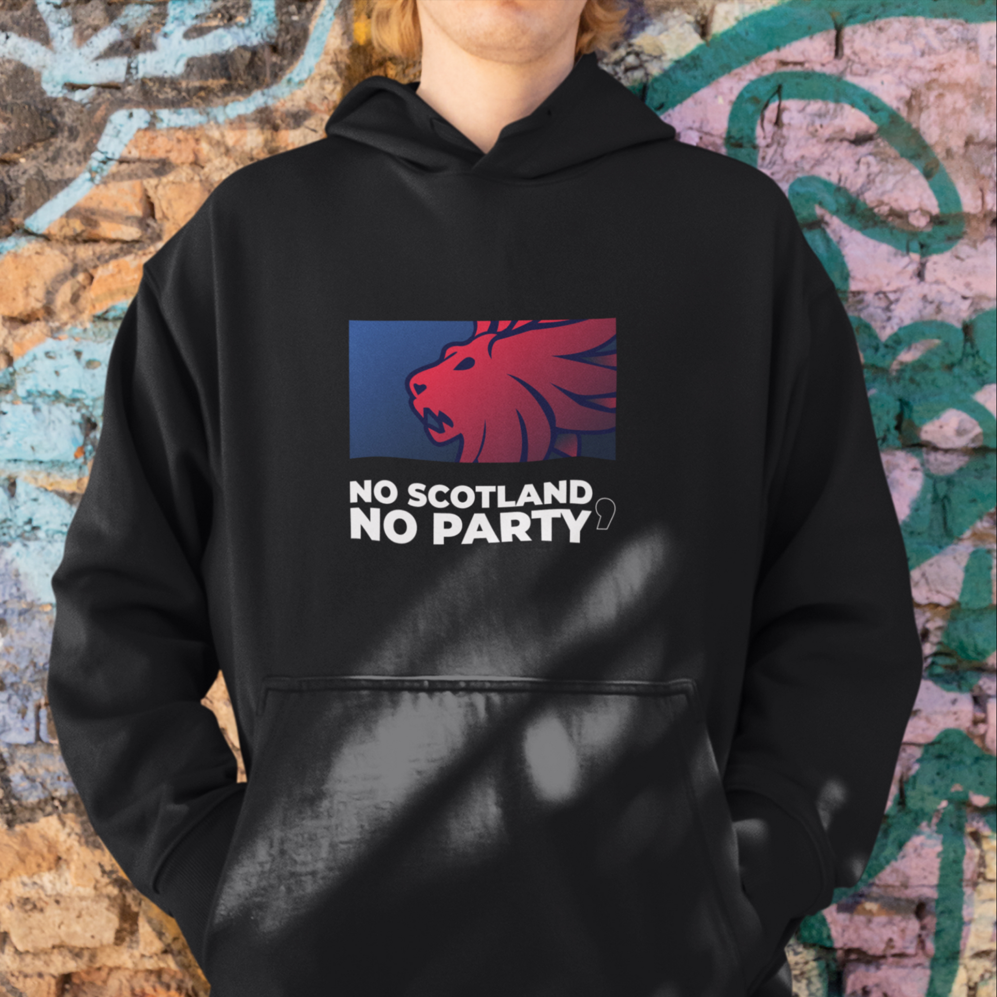 No scotland, no party - Black outline lion - Dark ver — Hoodie — lifestyle 1