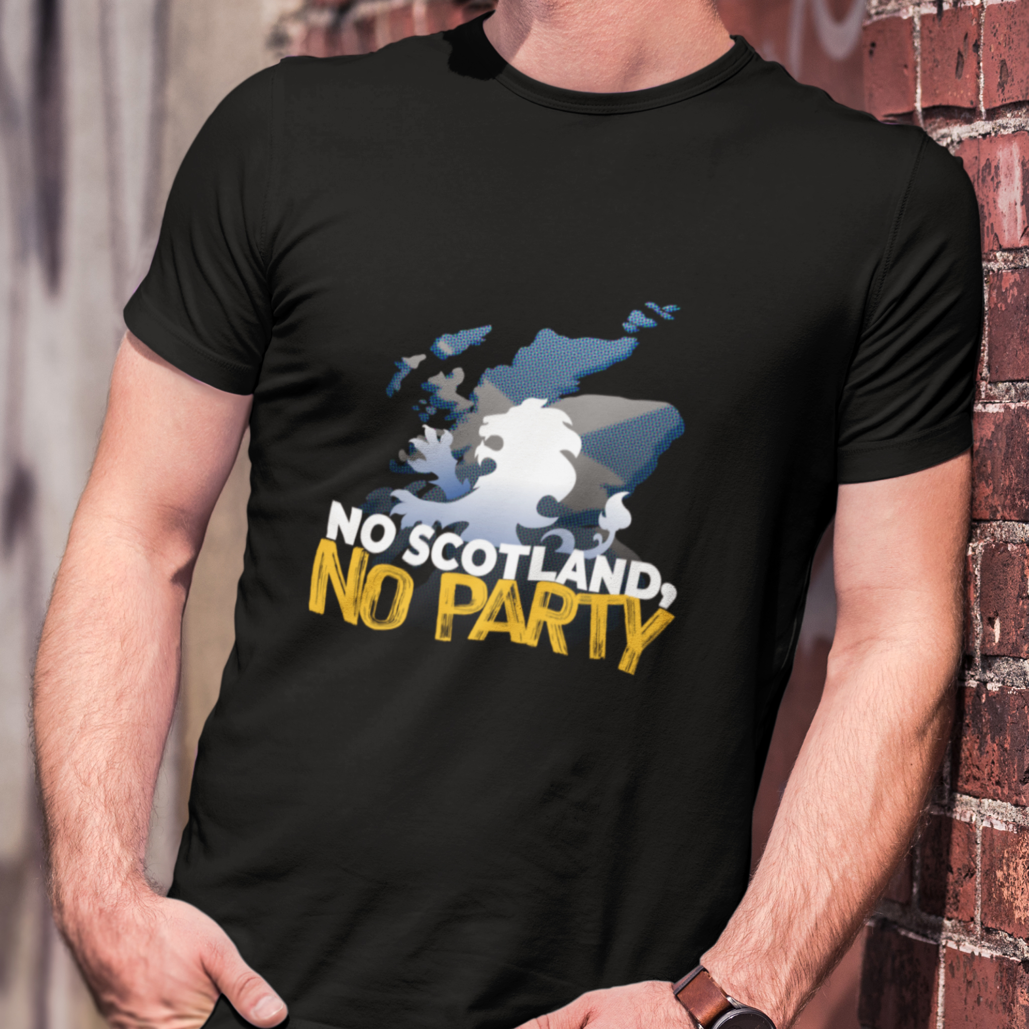 No scotland, no party - Lion map - Dark ver — T Shirt — lifestyle 1