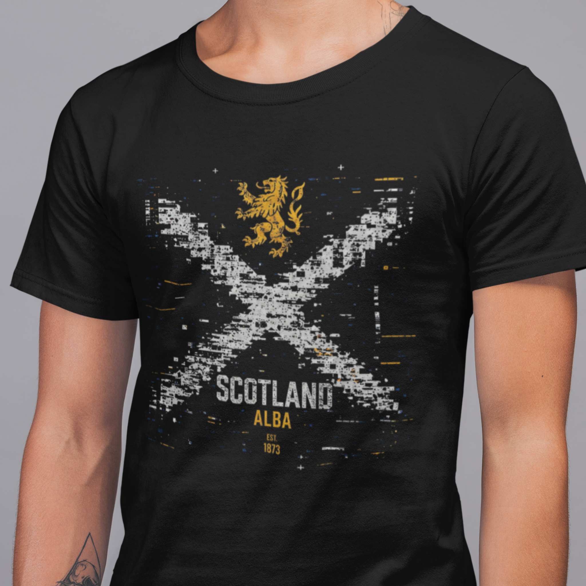 Scotland ALBA Saltire glitch - front ver — T Shirt — lifestyle 1