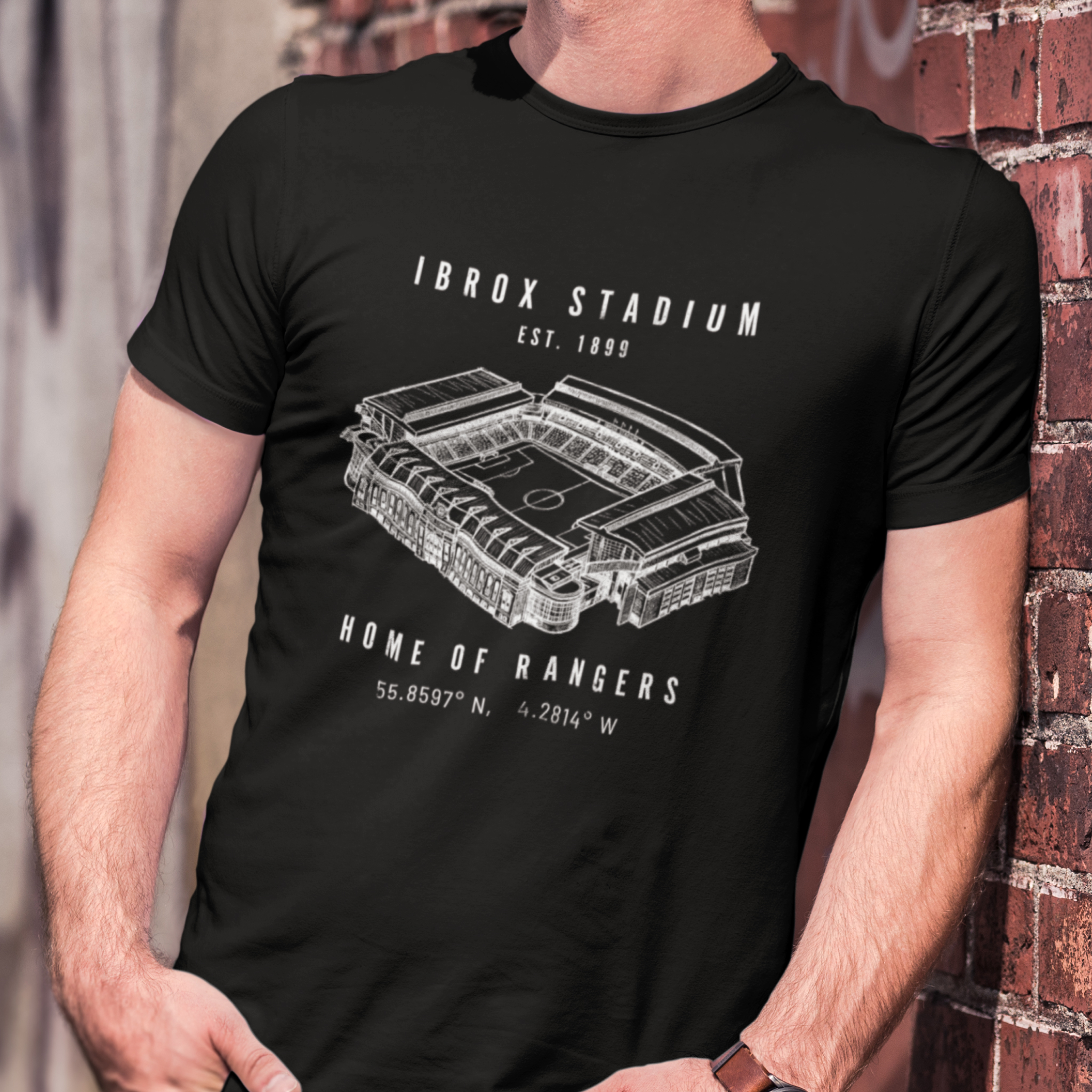Ibrox blueprint - Front only ver — T Shirt — lifestyle 1