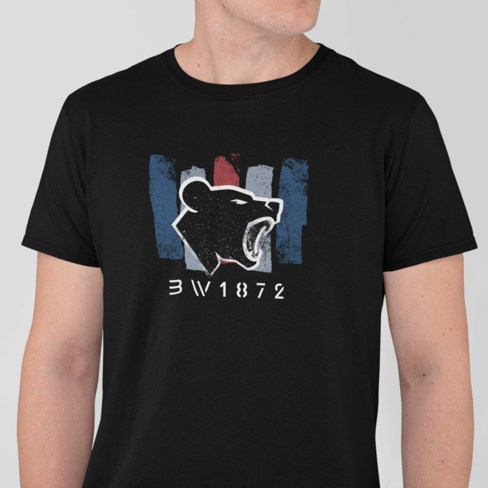 BW1872 - Bear head - Strips - Front ver — T Shirt — lifestyle 1